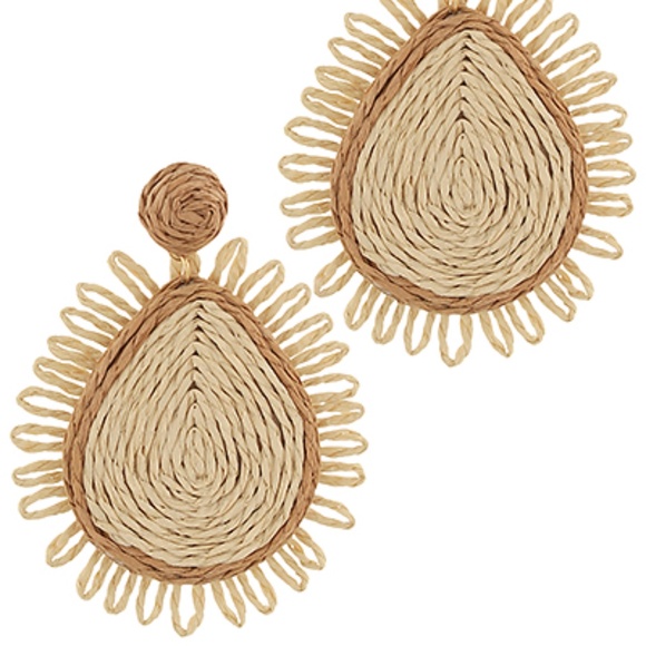 Wrapped Raffia Teardrop Earrings - Picture 2 of 4